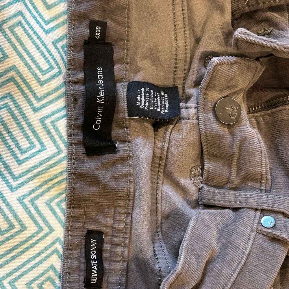 Calvin Klein Gray Corduroy Ultimate Skinny Pants